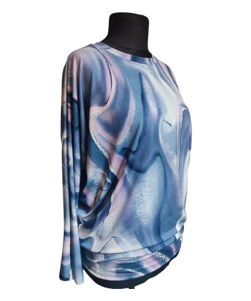 Wzorzysta bluzka Oversize z lejącego materiału - piasek pustyni